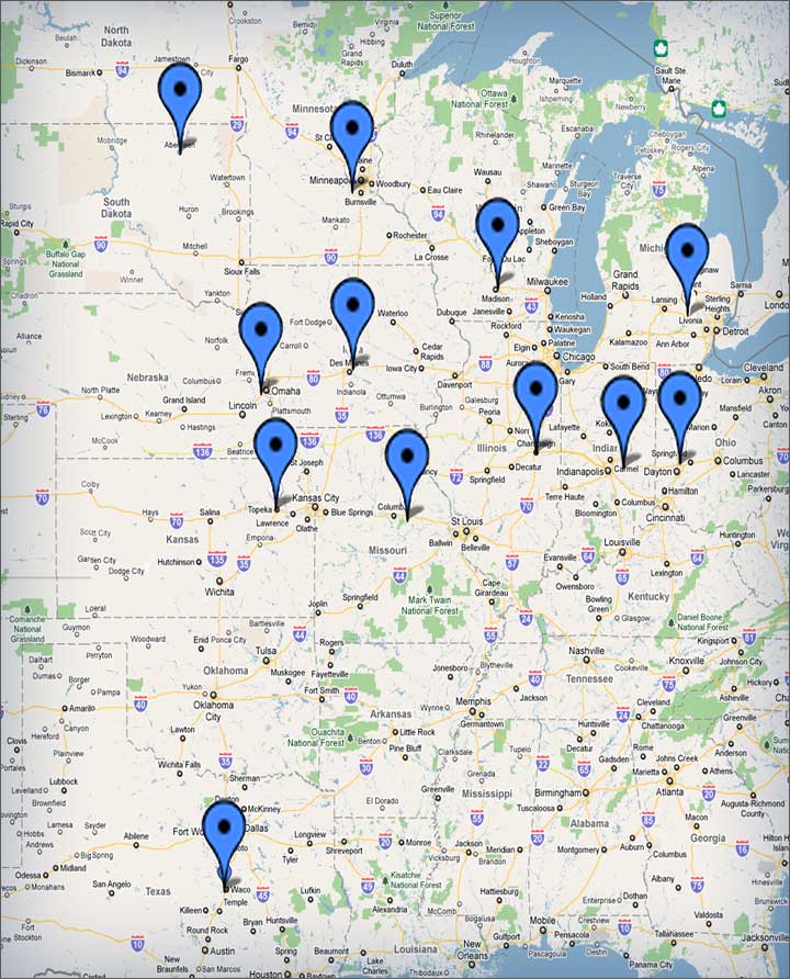 AG Chemical Solutions Locations Map
